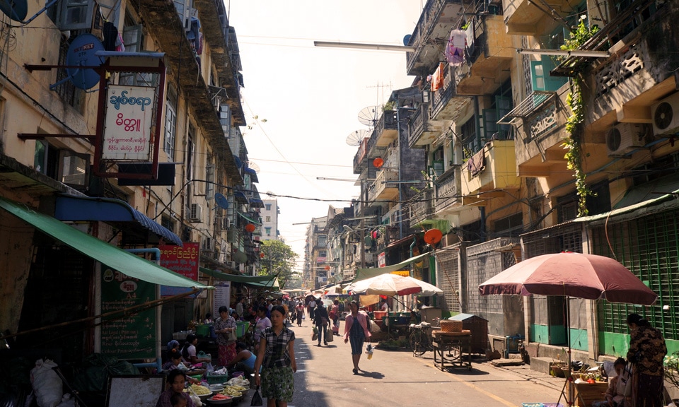 streets of Yangon Myanmar