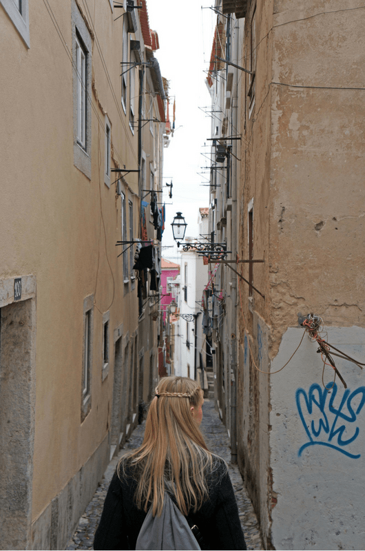 walking the streets of Lisbon