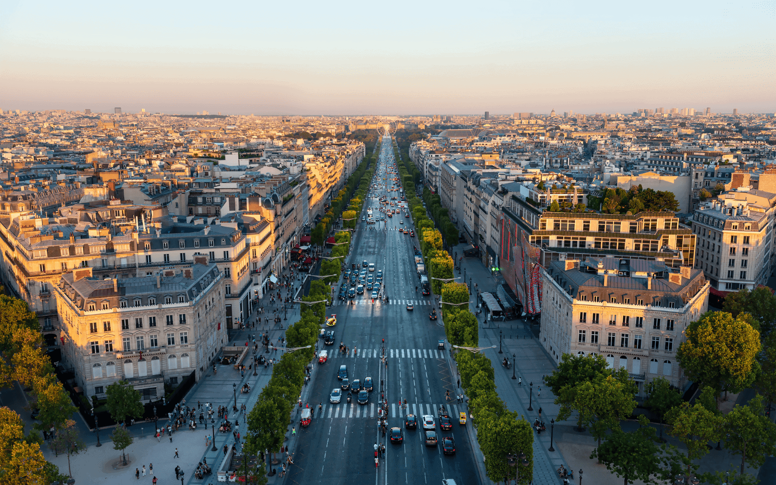 Champs Elysées view from the top of the Arc de Triomphe