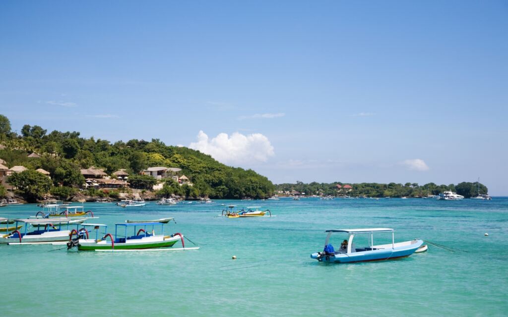 Nusa Lembongan island with clear blue water near Bali, Indonesia.