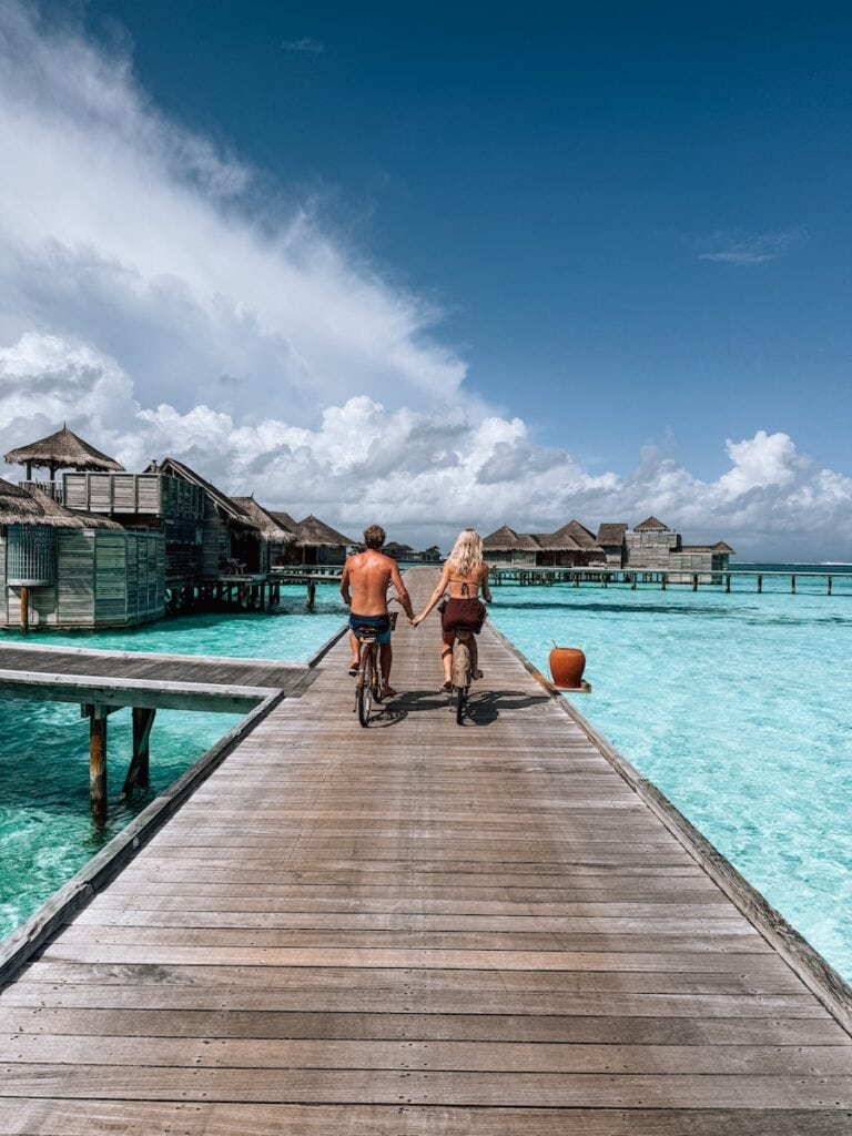 Gili Lankanfushi boardwalk across overwater villas