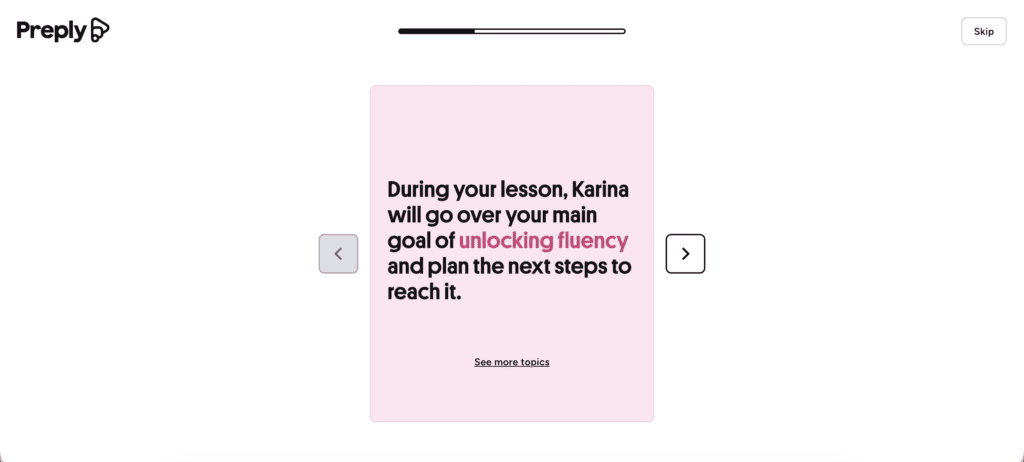 Language learning lesson with Karina on Breathing Travel site.
